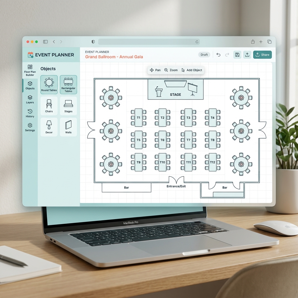 Constructor de planos 2D para eventos y bodas en EventsPro
