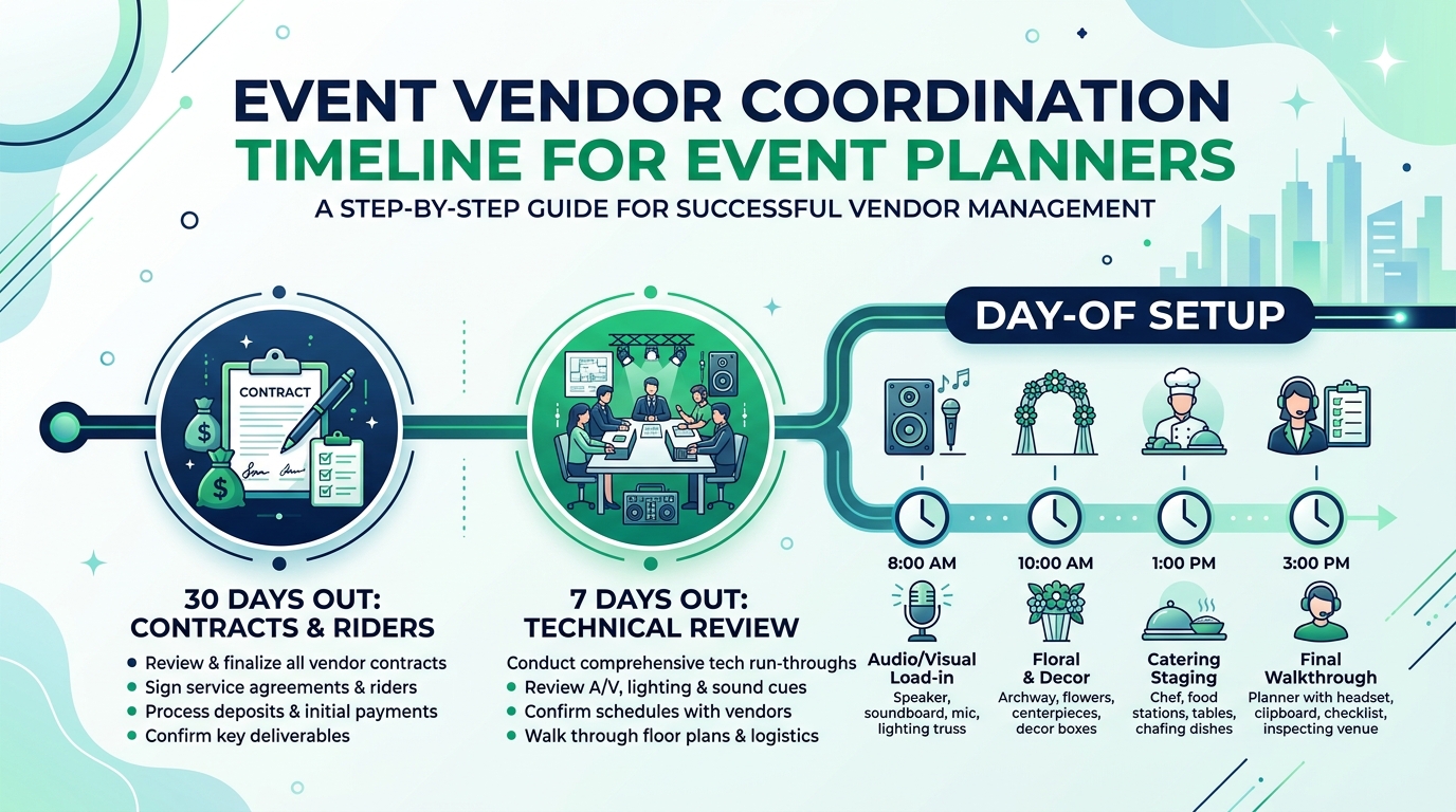 Checklist y cronograma para coordinar proveedores de eventos
