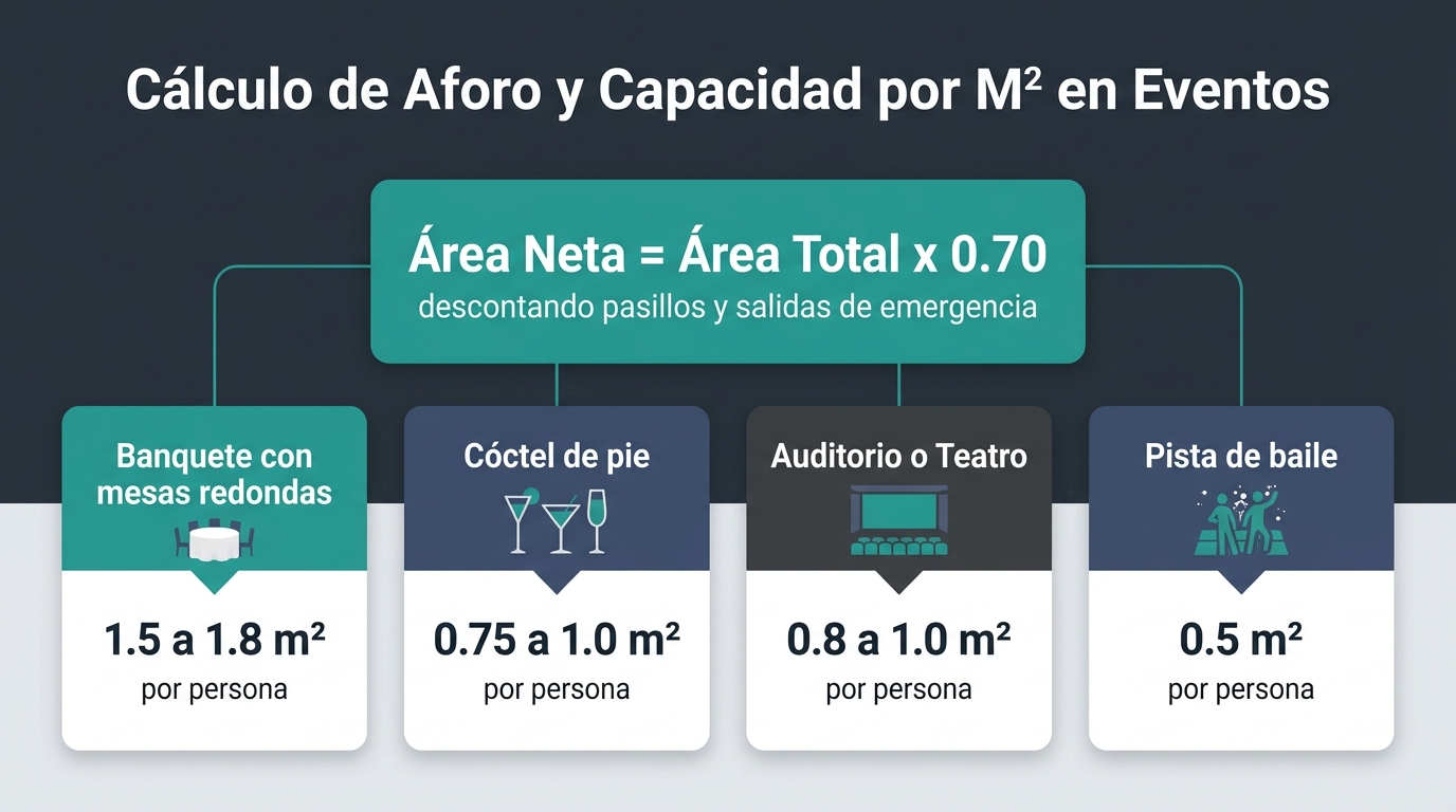 Cálculo de aforo y capacidad de salones de eventos