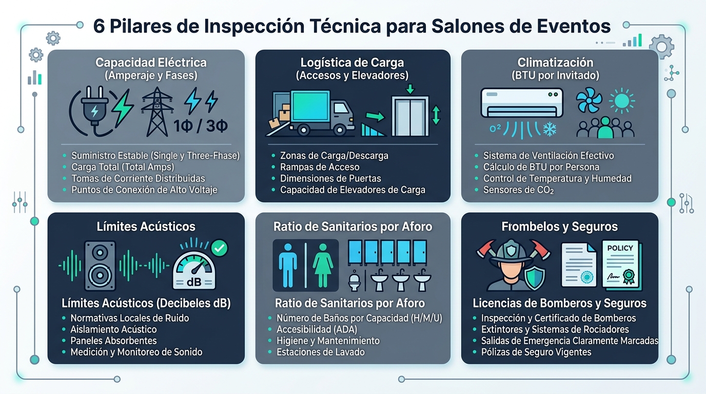 Checklist técnico de inspección para salones de eventos
